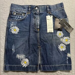 DOLCE & GABBANA denim flower skirt
